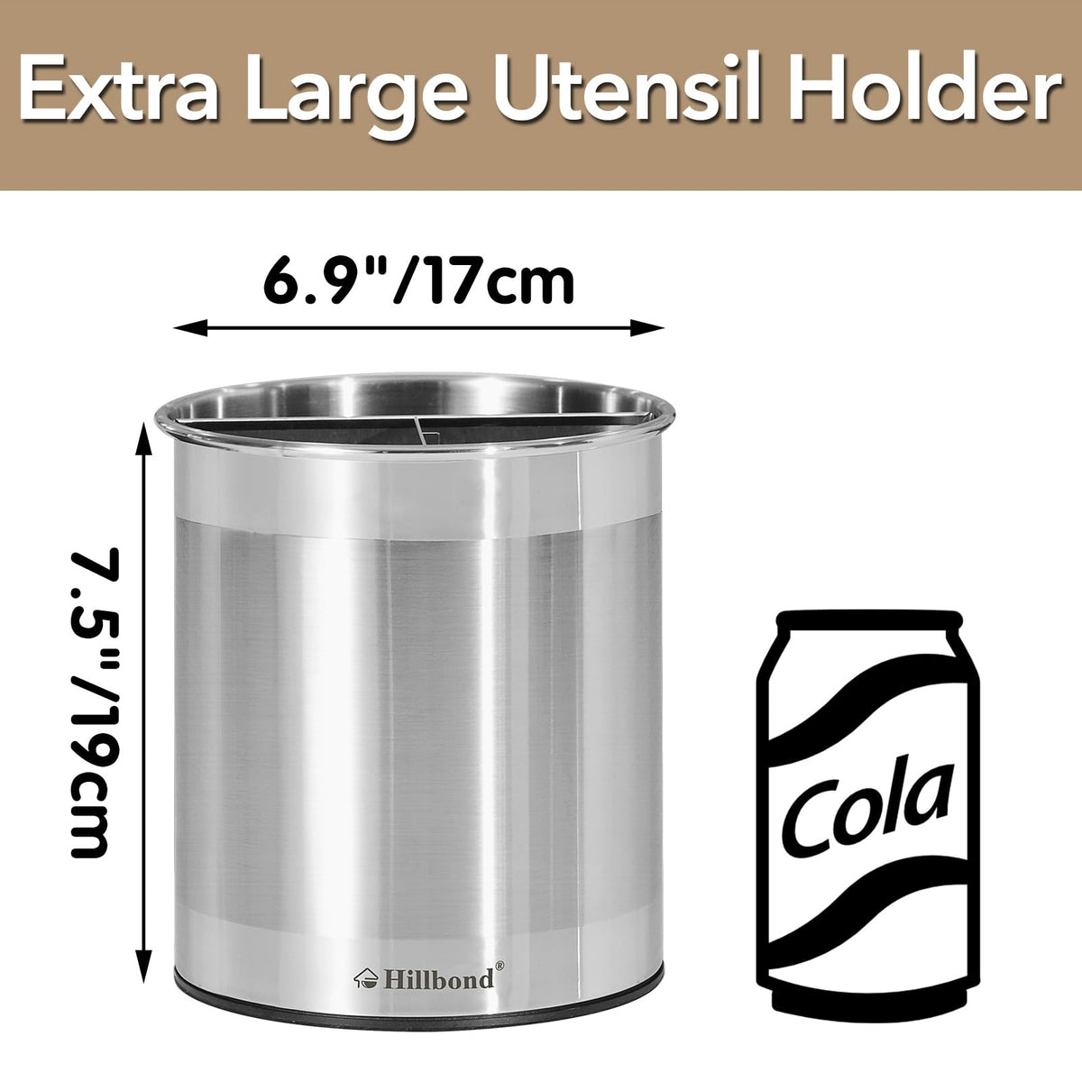 Hillbond large-capacity countertop organizer holds longer utensils.