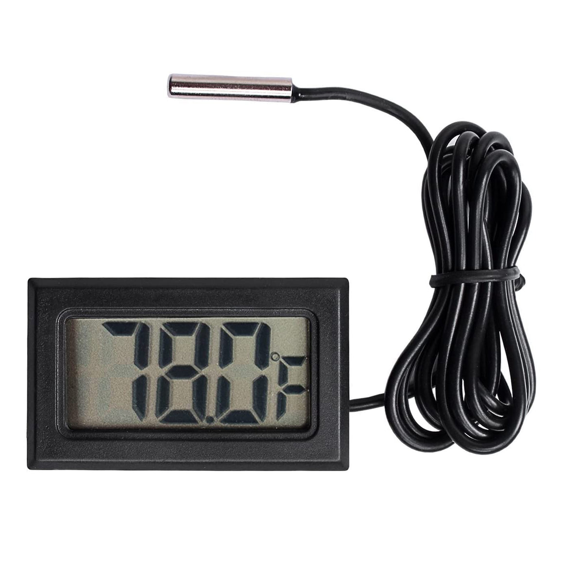HiLetgo digital fridge thermometer display close-up showing clear, accurate readings