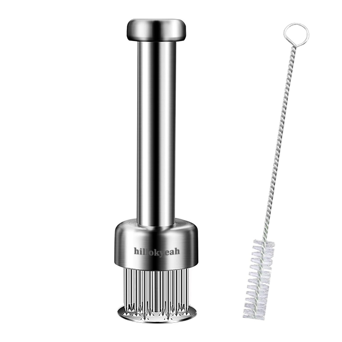 Hillokyeah meat tenderizer with 21 needles for quicker tenderizing and even texture.