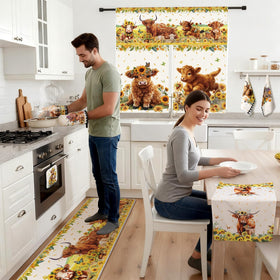 Hillsuren valance adds lightweight decorative finishing touch to kitchen window.
