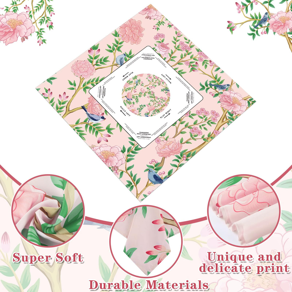 Hillsuren Mahjong tablecloth uses durable polyester for lasting use and easy care.
