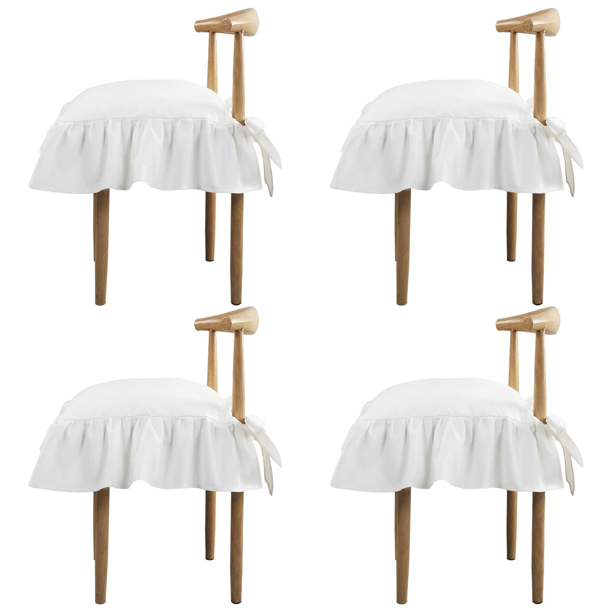 Hillsuren ruffle skirt chair cushion cover front view adds charm to dining