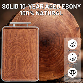 Hilmon African ebony cutting board dense surface resists knife marks.