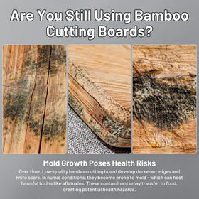 Hilmon cutting board with ergonomic handle and juice groove for liquids.