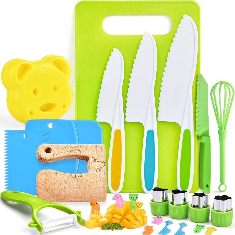 Hilsoeet 26pcs kids knives box view for family cooking fun