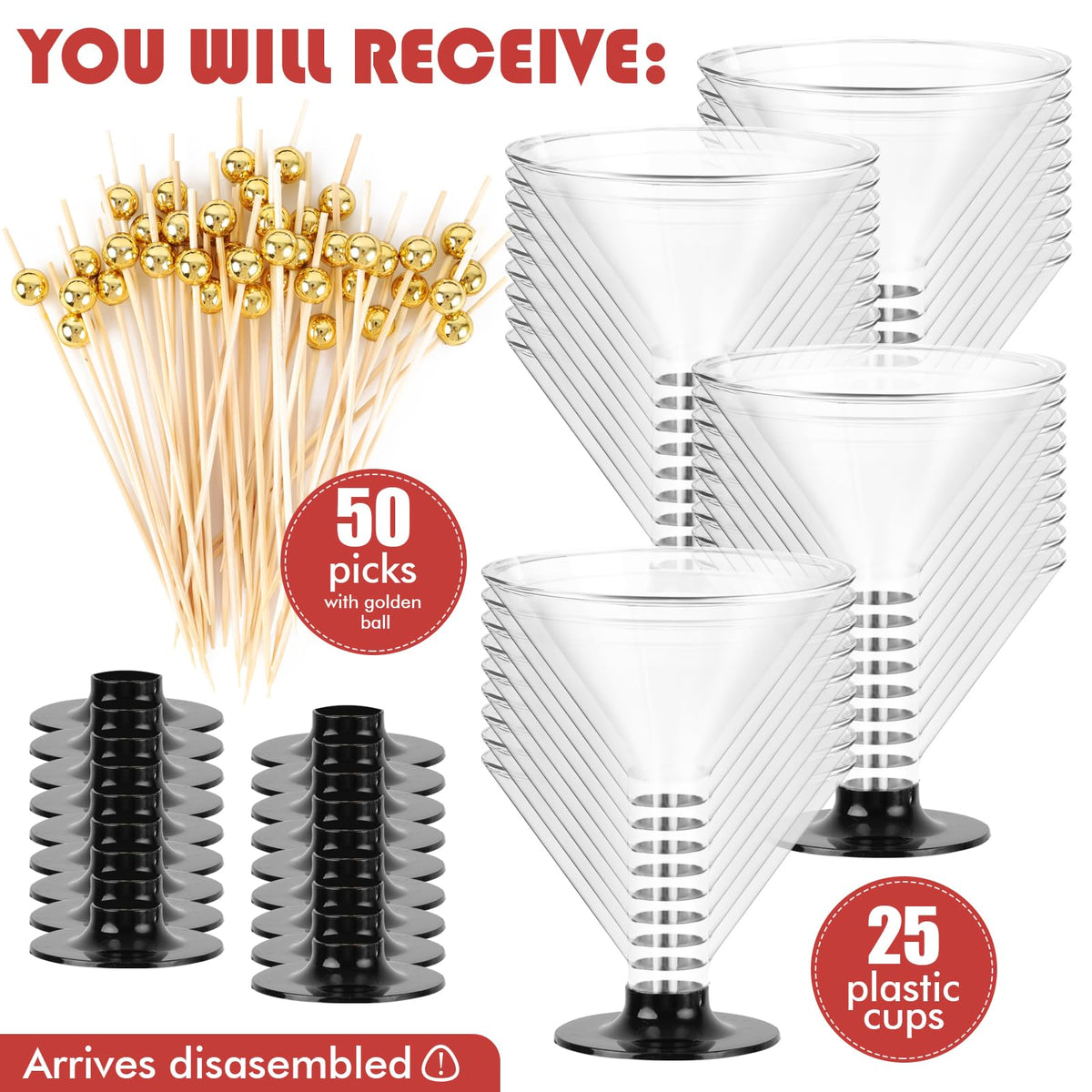 Himake disposable martini glasses 5oz clear plastic ready for quick outdoor gatherings