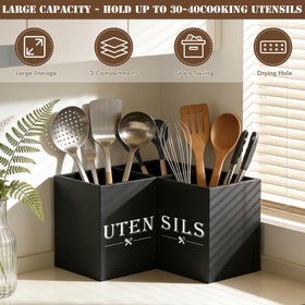 Himake corner-fit utensil holder positioned against wall for quick access.