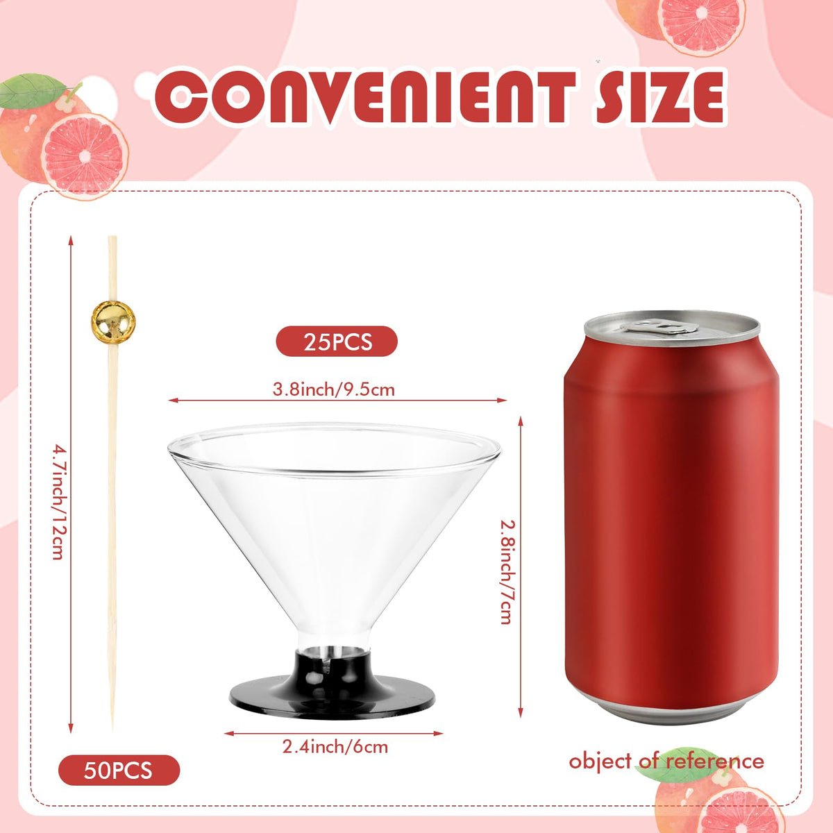 Himake stemless martini glasses with black base complement desserts and cocktails