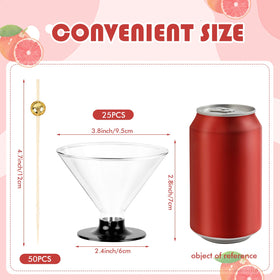 Himake stemless martini glasses with black base complement desserts and cocktails