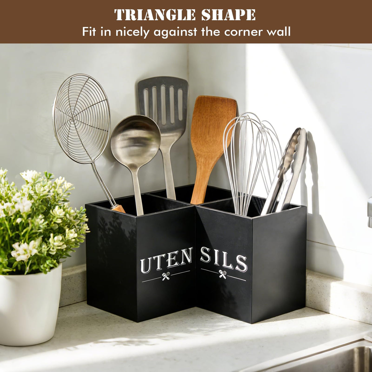 Himake three-compartment holder for spatulas, spoons, and whisks.