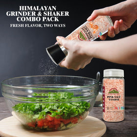 Himalayan Chef pink salt set on a dining table for everyday use.