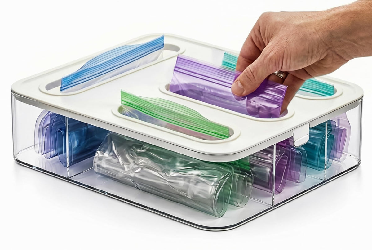 HIMUS 4-in-1 bag organizer in-drawer setup for easy bag access
