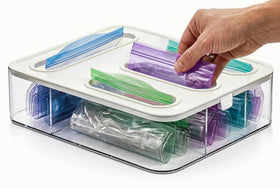 HIMUS 4-in-1 bag organizer in-drawer setup for easy bag access