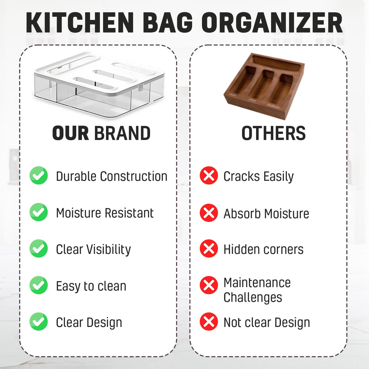 HIMUS compact drawer bag organizer fits narrow spaces