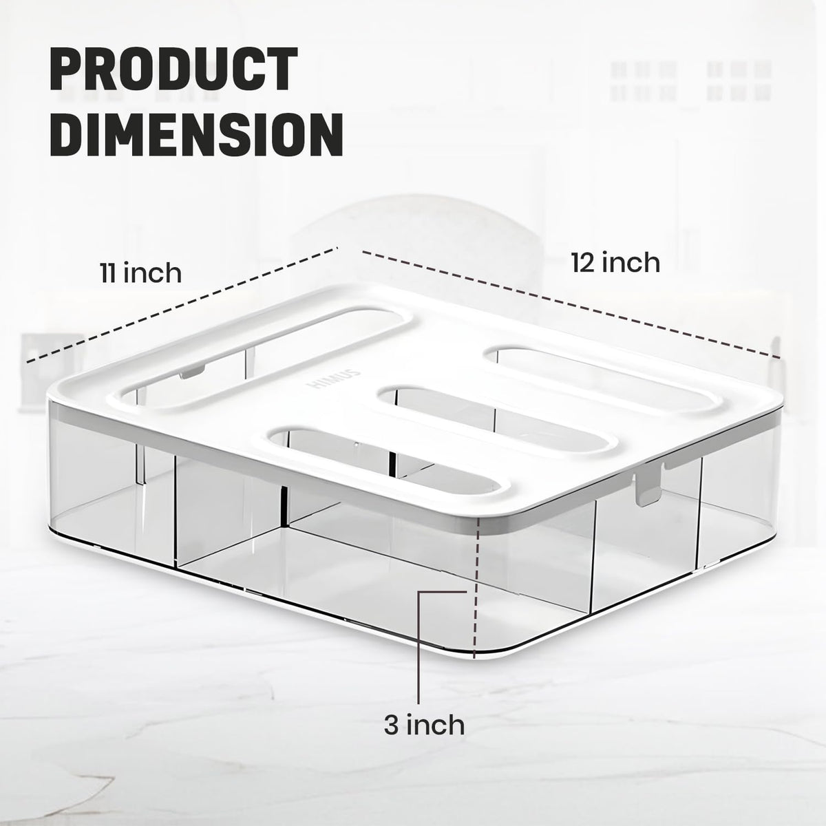 HIMUS sandwich bag organizer top view showing clear lid for quick refills