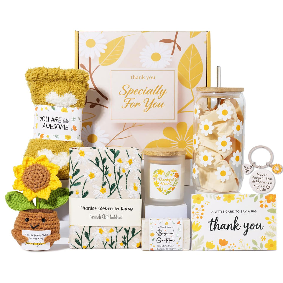 Hincoo Thank You gift set with sunflower socks for warm, cozy days