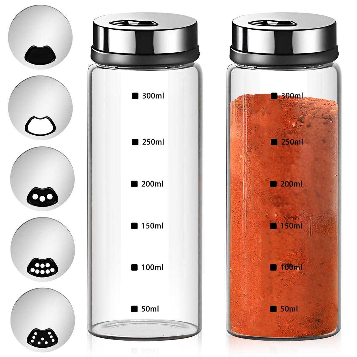 HINGTAI large glass salt and pepper shakers with adjustable lids for precise seasoning