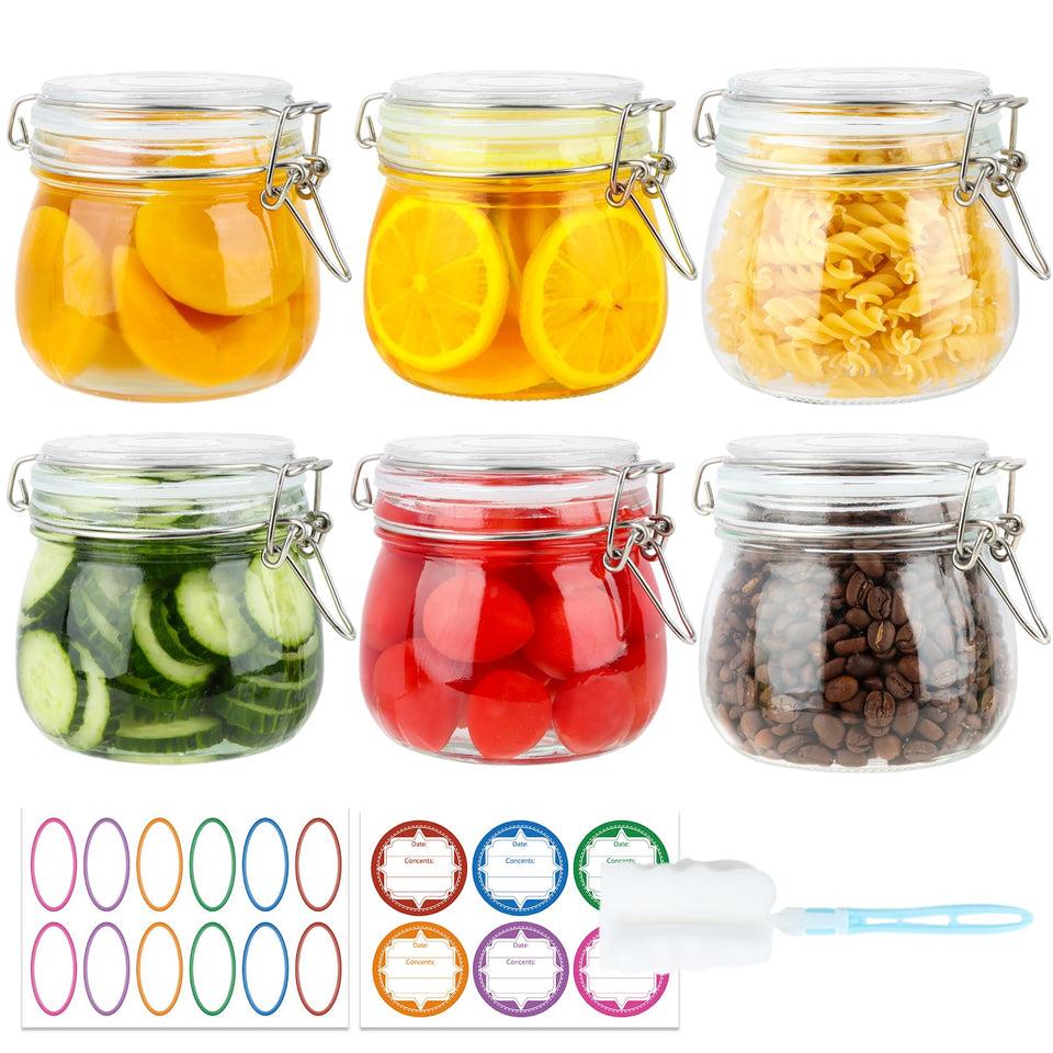 HINGWAH 16oz glass jar with airtight lid for pantry visibility and freshness