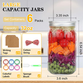 HINGWAH 32oz mason jar with airtight lids ensuring fresh preserved goods.