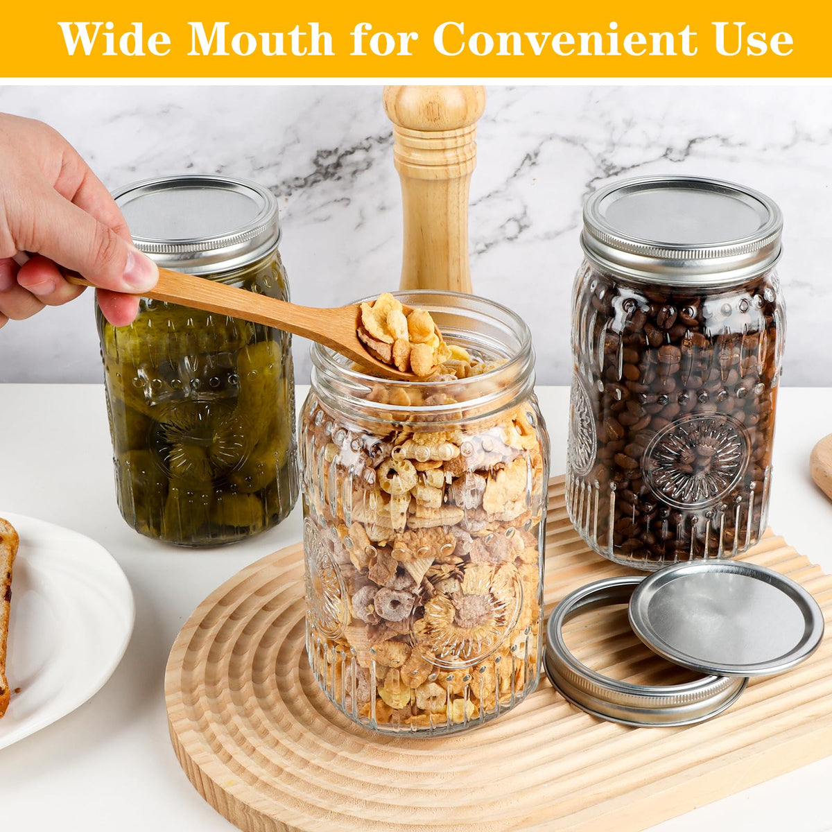 HINGWAH six-pack jars with bands ideal for batch cooking and gifting.