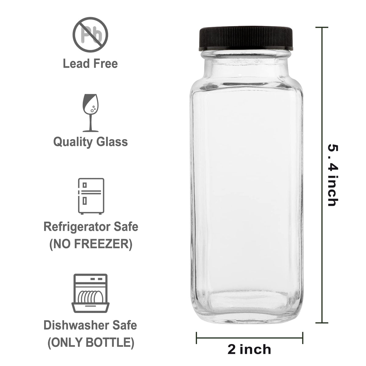HINGWAH 8.5 oz glass bottles with airtight lids keep drinks fresh.