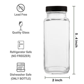HINGWAH 8.5 oz glass bottles with airtight lids keep drinks fresh.
