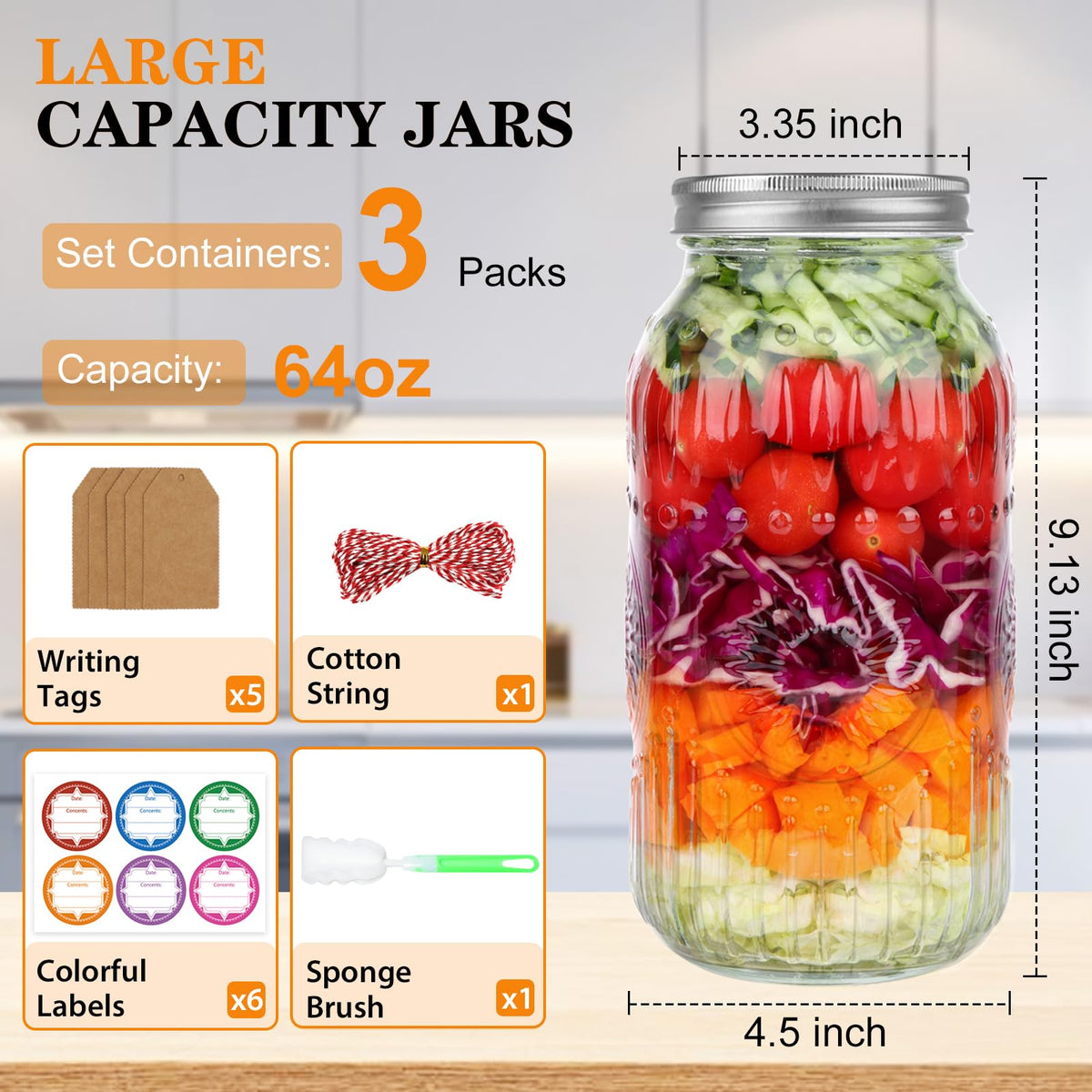 HINGWAH airtight split-lid system keeps contents fresh and leak-free.