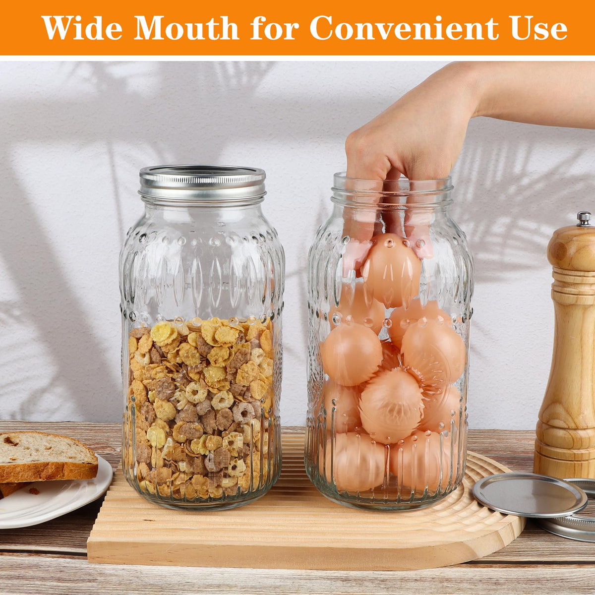 HINGWAH clear jars ideal for displaying jams, pickles, and dry goods.