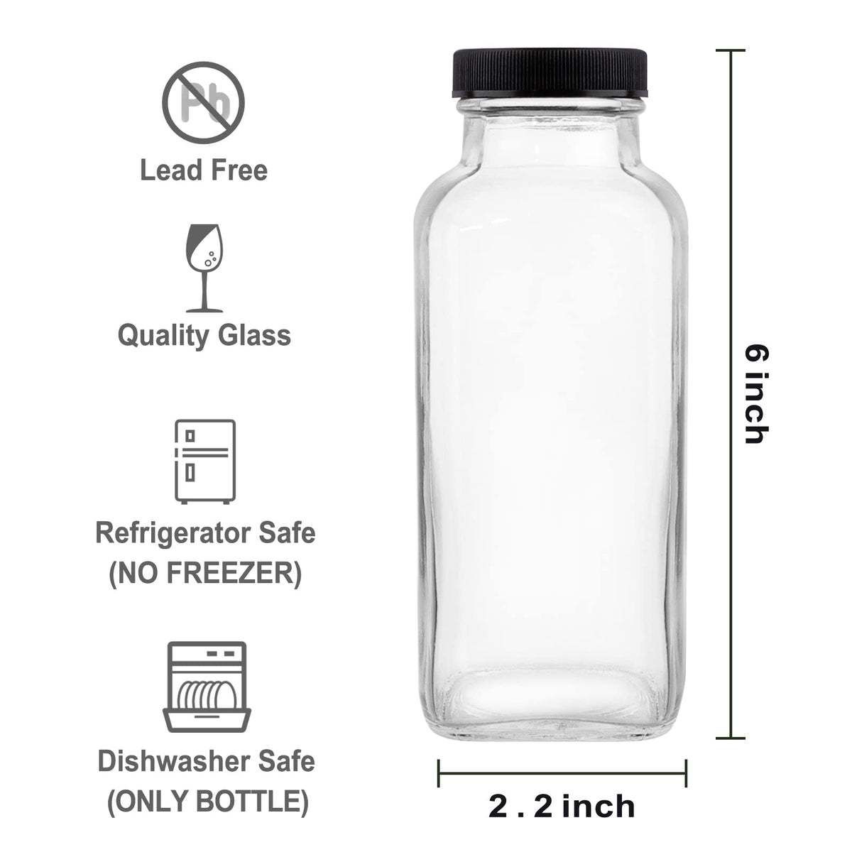 HINGWAH glass bottle with airtight screw lid ideal for juices and beverages.