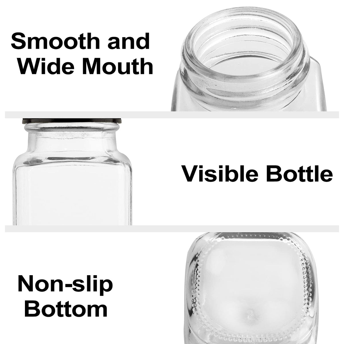 HINGWAH square-clear glass bottles maximize fridge storage and visibility.