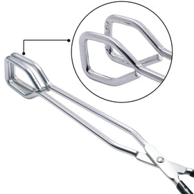 HINMAY 10-Inch stainless steel kitchen tongs shown open grip and ergonomic handle for grilling.