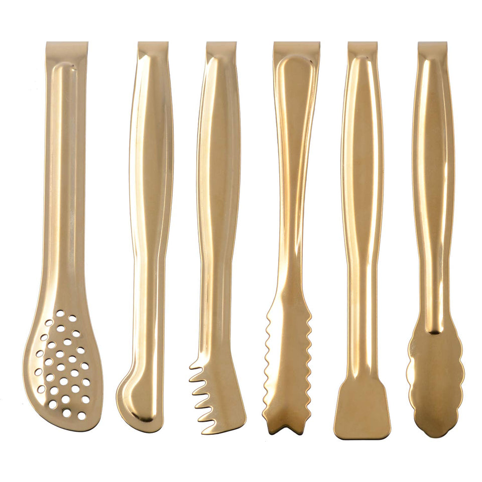 HINMAY gold plated mini serving tongs for appetizers and party setups
