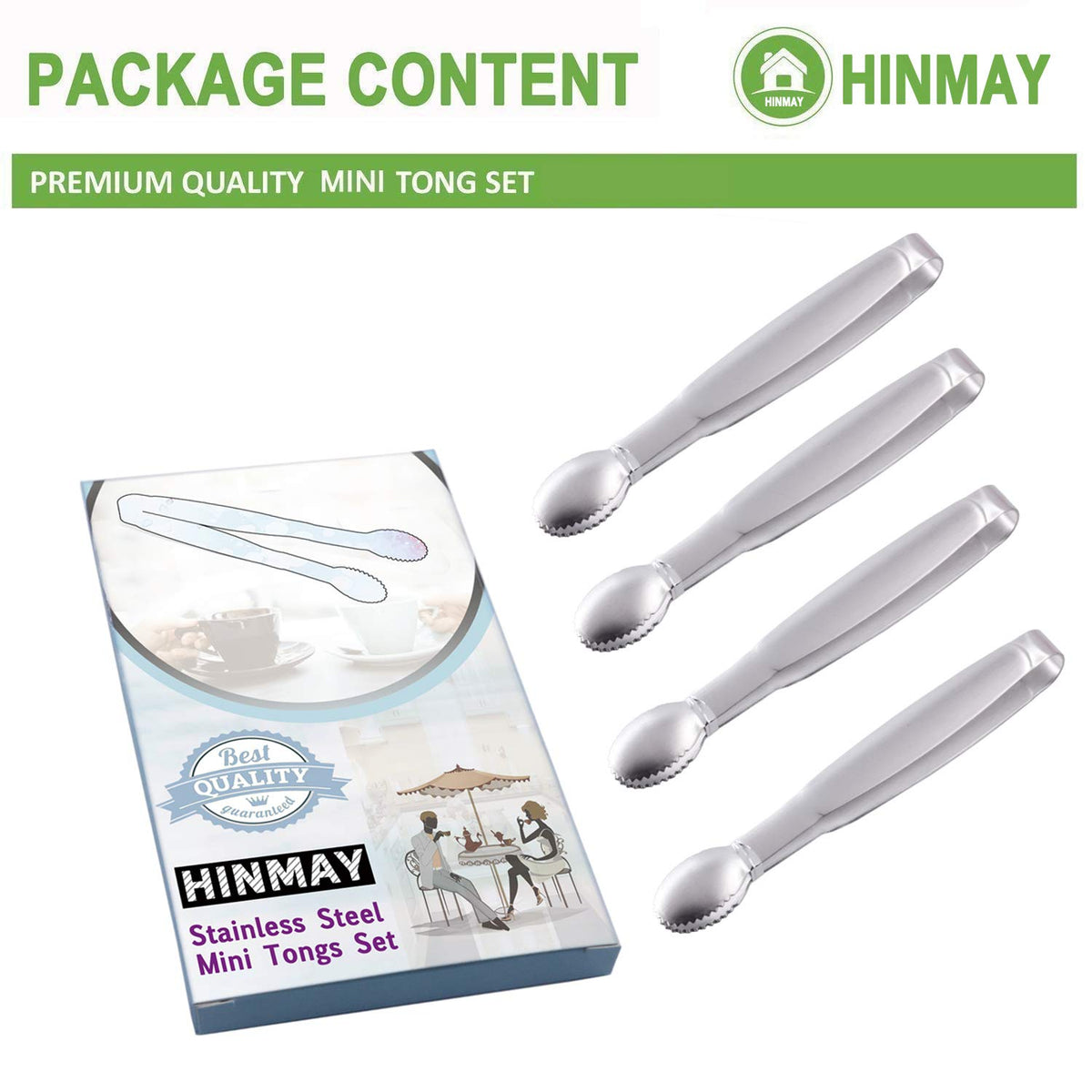 HINMAY mini serving tongs handle ice cubes with ease for drinks
