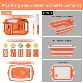 HI NINGER cutting-board with drain basket for quick outdoor food prep.