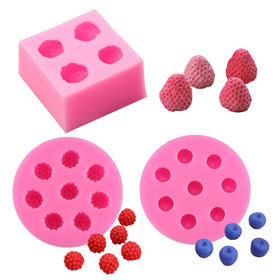 HiParty 3D mini strawberry mold for realistic cake toppers and easy release.