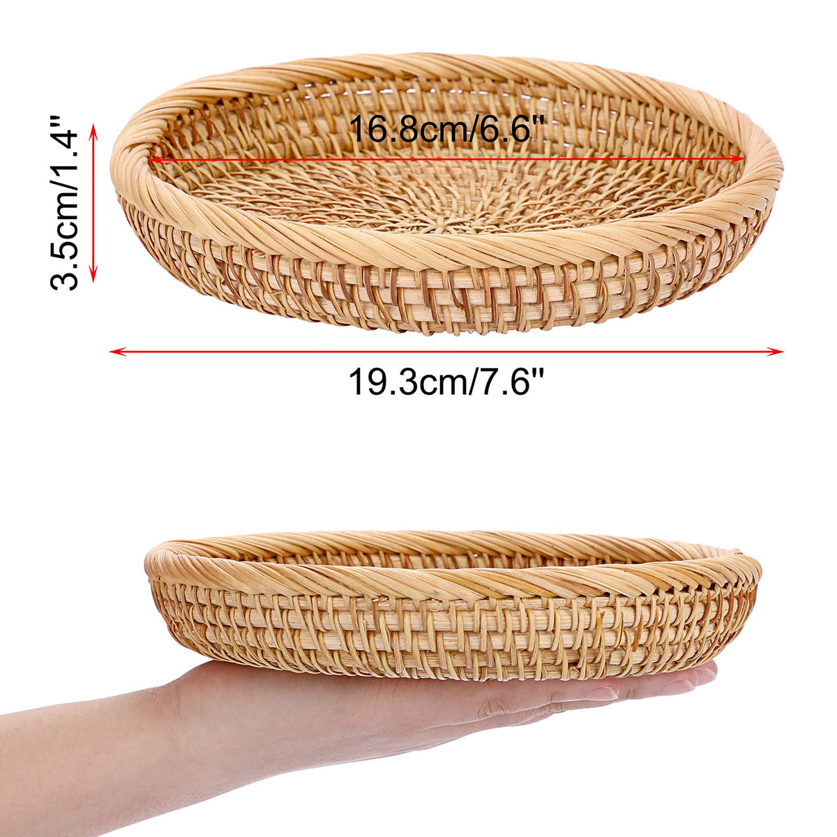 Hipiwe handwoven rattan tray with durable base on a clean surface