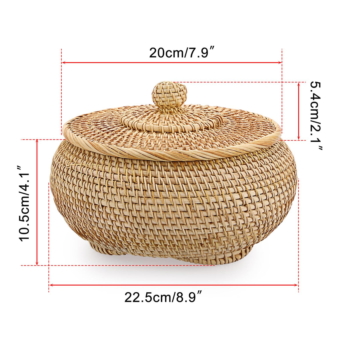 Hipiwe round rattan basket lid open showing generous middle compartment for easy access.