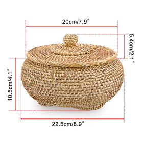 Hipiwe round rattan basket lid open showing generous middle compartment for easy access.