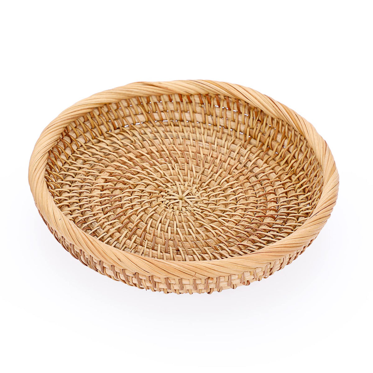 Hipiwe small woven wicker basket showing 7.6 inch diameter for compact entryway storage
