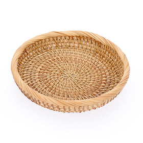 Hipiwe small woven wicker basket showing 7.6 inch diameter for compact entryway storage