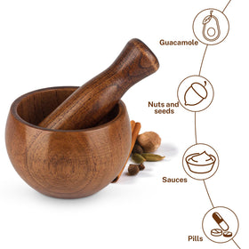 Hisize mortar-pestle avocado-salsa prep for fresh, homemade sauces.