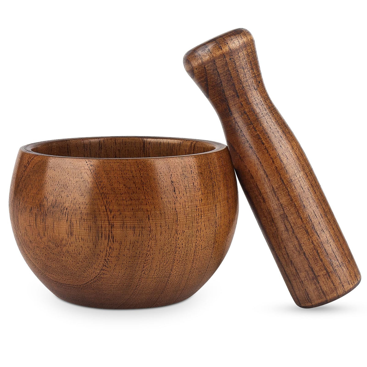 Hisize acacia wood mortar and pestle set for authentic aroma in cooking.