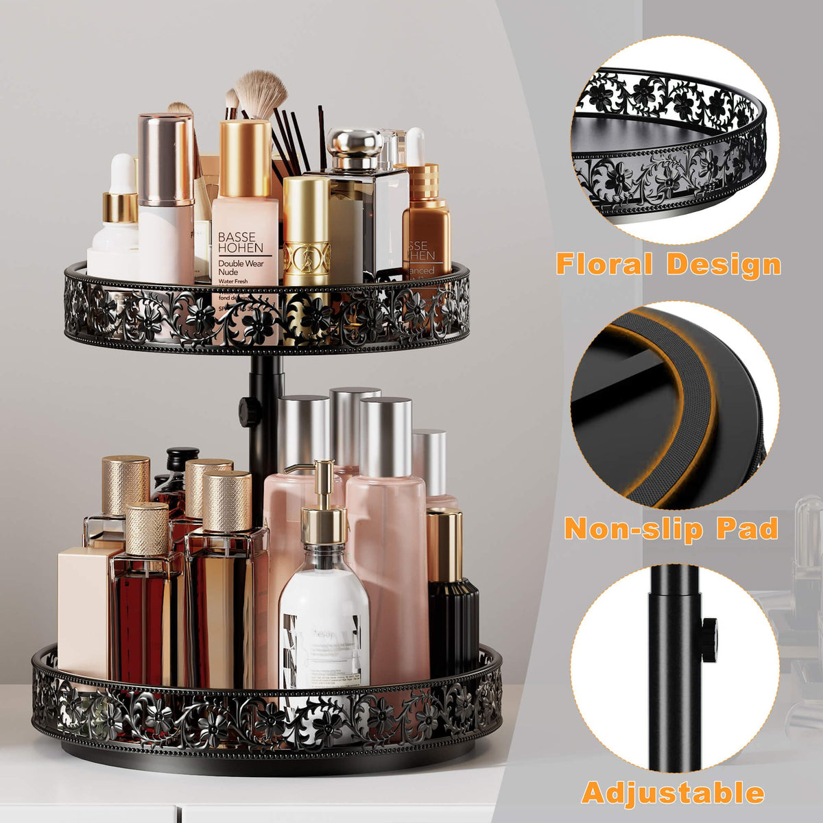 HISKIWUU durable metal spice rack organizer on a shelf