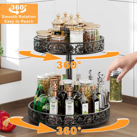 HISKIWUU adjustable-height lazy susan adapted for tall bottles on a counter