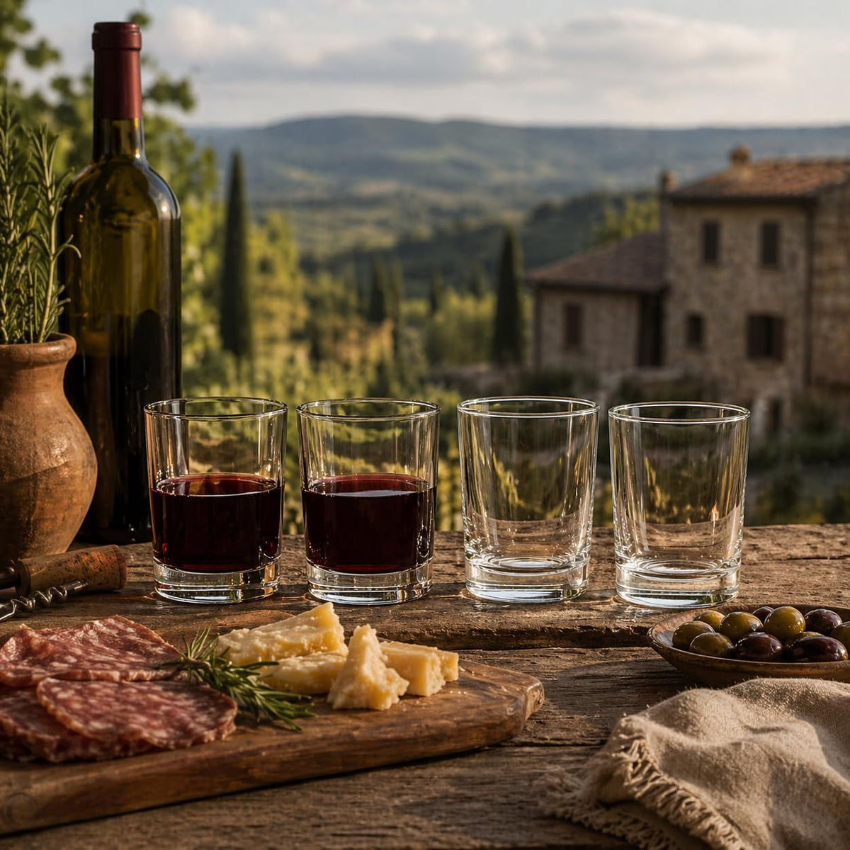 History Company Bàcaro Veneto 4-piece set on table ready to toast