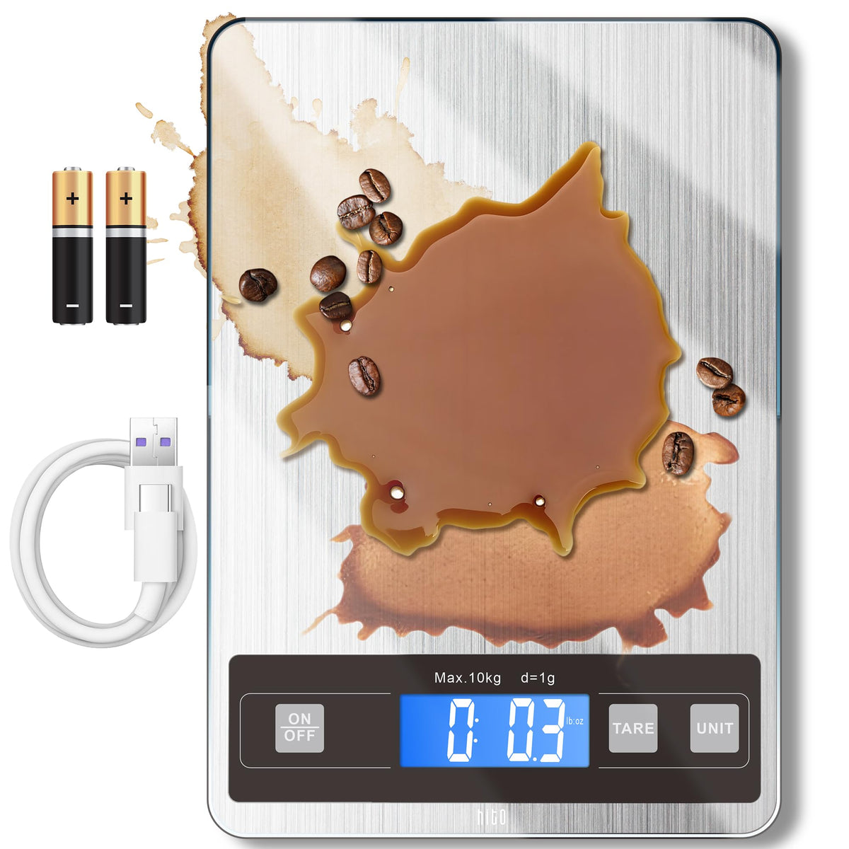 HITO 22lb food scale front view for precise kitchen weighing.