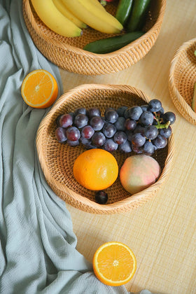 Hitomen rattan fruit display bowl natural finish for fresh produce and display