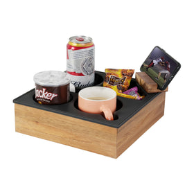 Hitseon couch cup holder tray on sofa keeps drinks steady and within reach.