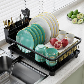 Hiviweer dish drying rack front view showing space-saving design for compact kitchens.