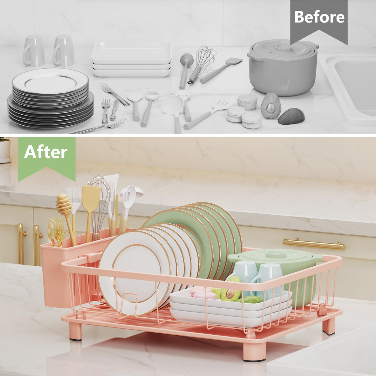 Hiviweer pink dish drying rack gift-ready packaging ideal for gifting cooks.